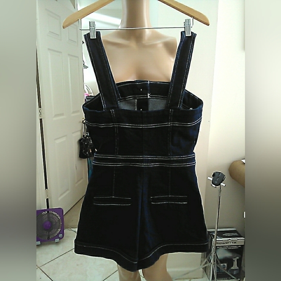 LK. NEW ANTHROPOLOGIE MAUVE ๐ ๐BLUE Denim Women's Overall Shorts SZ. 6 OMG! - Picture 5 of 12